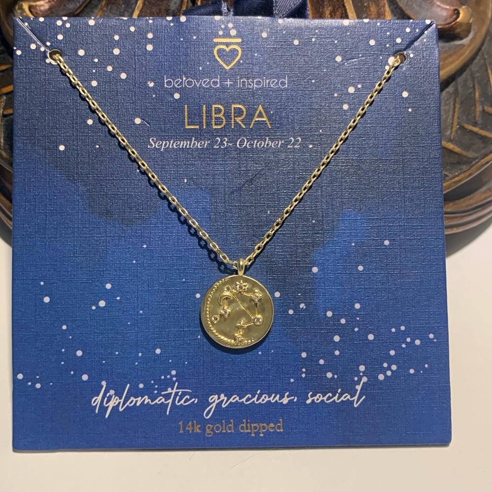 Beloved + Inspired 14K Gold Dipped Libra Zodiac Sign Necklace